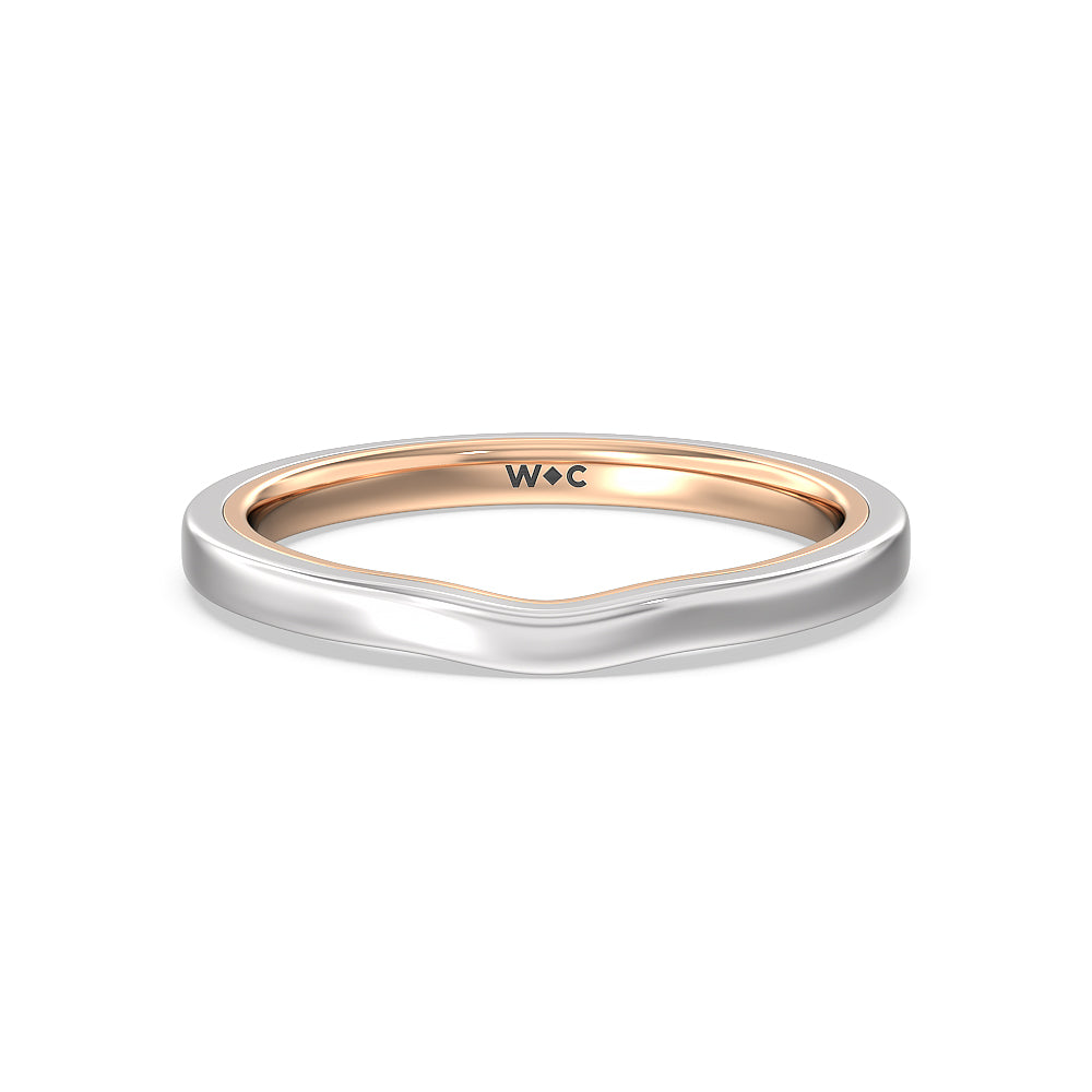 4 Prong Two-Tone Solitaire Wedding Band with 18KT White & Rose Gold Cut Diamond in 14KT White & Rose Gold view 1
