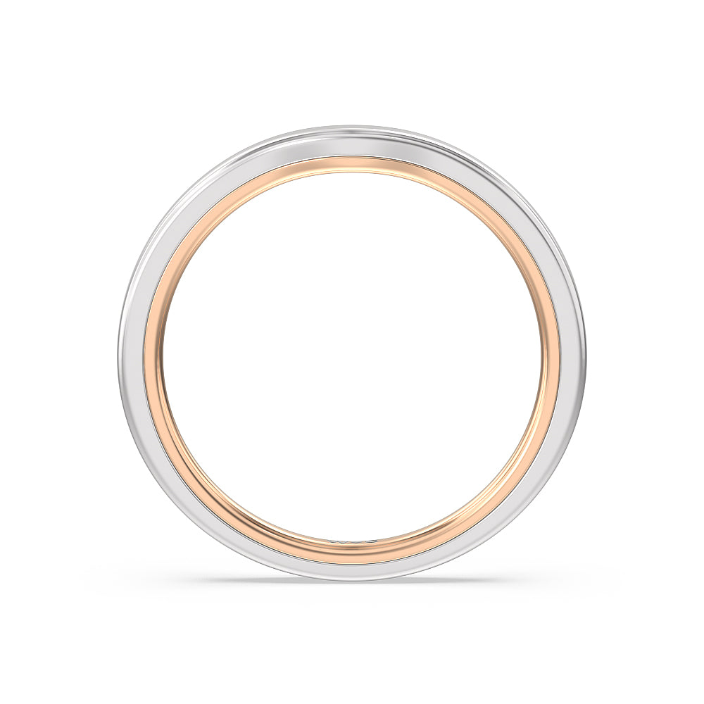 4 Prong Two-Tone Solitaire Wedding Band with 18KT White & Rose Gold Cut Diamond in 14KT White & Rose Gold view 2
