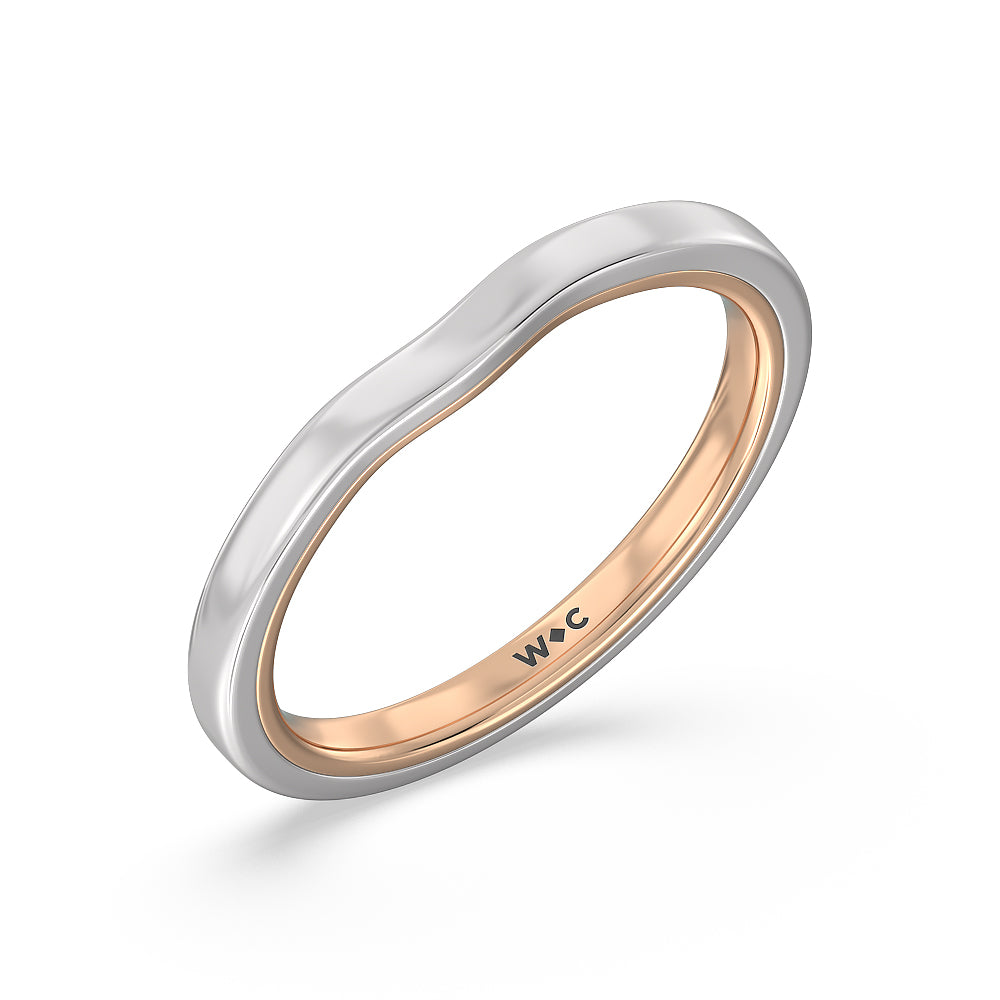 4 Prong Two-Tone Solitaire Wedding Band with 18KT White & Rose Gold Cut Diamond in 14KT White & Rose Gold view 4

