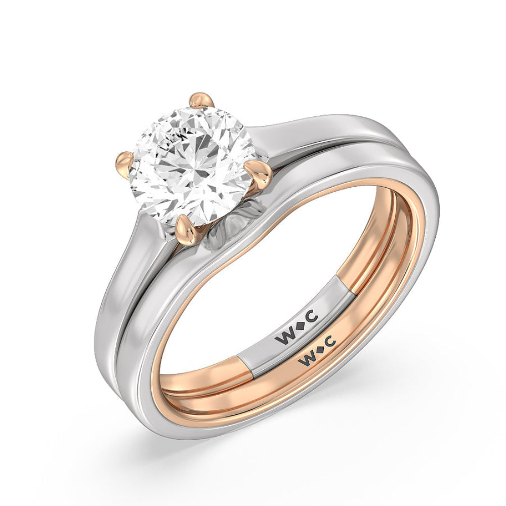 4 Prong Two-Tone Solitaire Engagement Ring with Oval Cut Diamond in 14KT White & Rose Gold view 6
