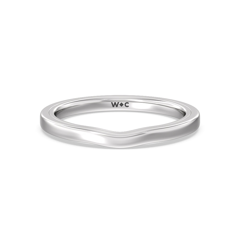 4 Prong Two-Tone Solitaire Wedding Band with Platinum Cut Diamond in 14KT Platinum view 1
