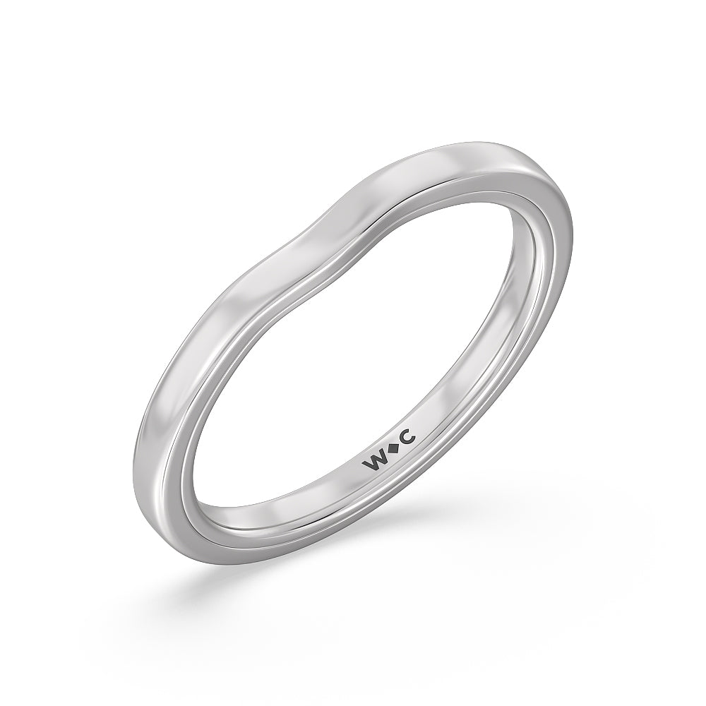 4 Prong Two-Tone Solitaire Wedding Band with Platinum Cut Diamond in 14KT Platinum view 4
