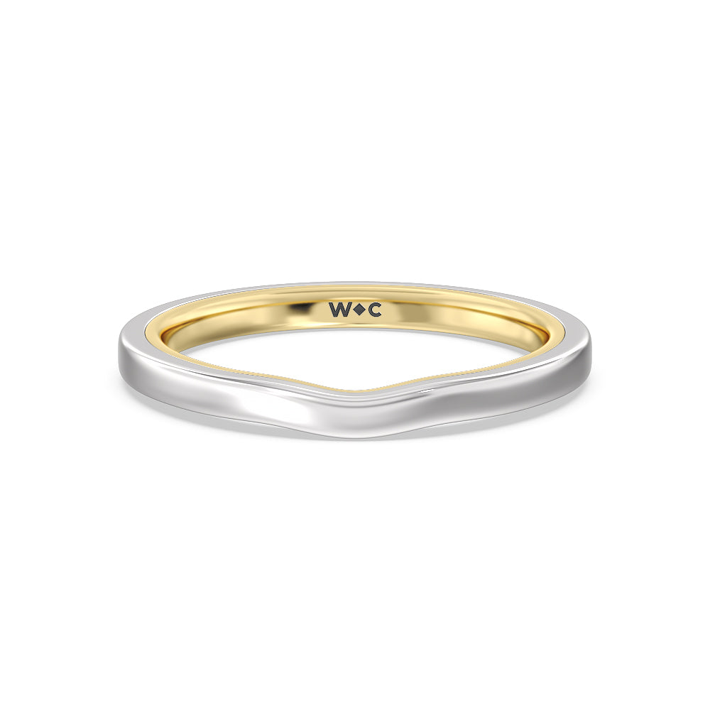 4 Prong Two-Tone Solitaire Wedding Band with 18KT White & Yellow Gold Cut Diamond in 14KT White & Yellow Gold view 1
