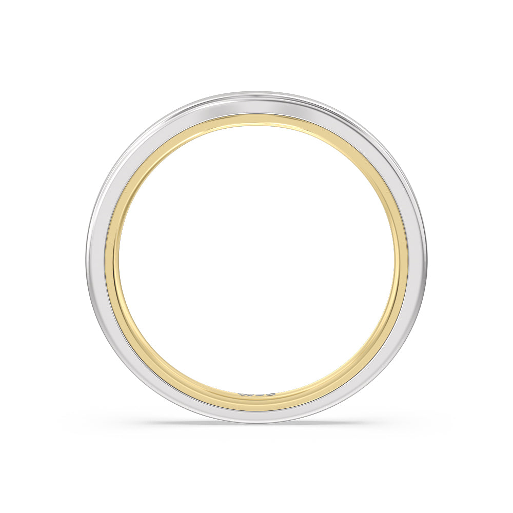4 Prong Two-Tone Solitaire Wedding Band with 18KT White & Yellow Gold Cut Diamond in 14KT White & Yellow Gold view 2
