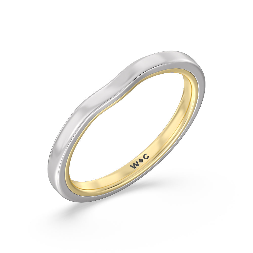4 Prong Two-Tone Solitaire Wedding Band with 18KT White & Yellow Gold Cut Diamond in 14KT White & Yellow Gold view 4
