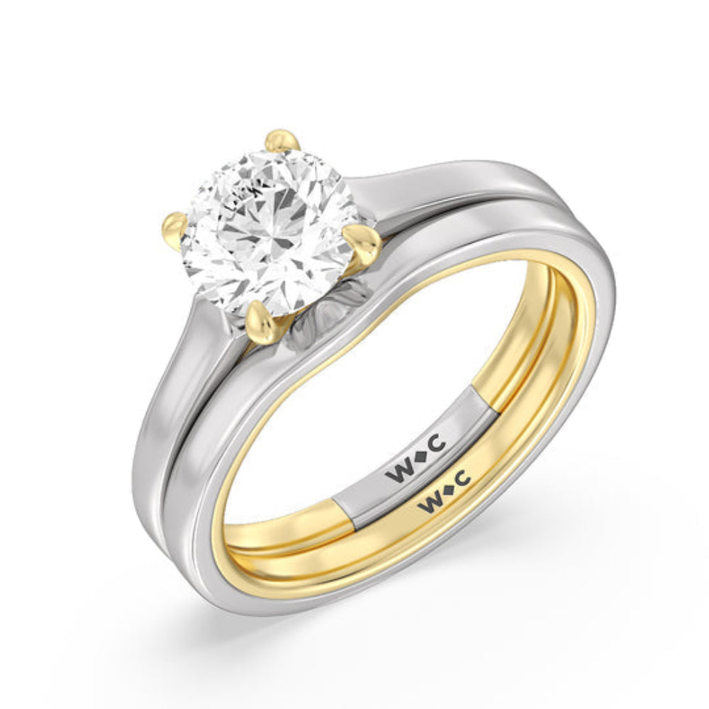 4 Prong Two-Tone Solitaire Engagement Ring with Oval Cut Diamond in 14KT White & Rose Gold view 5
