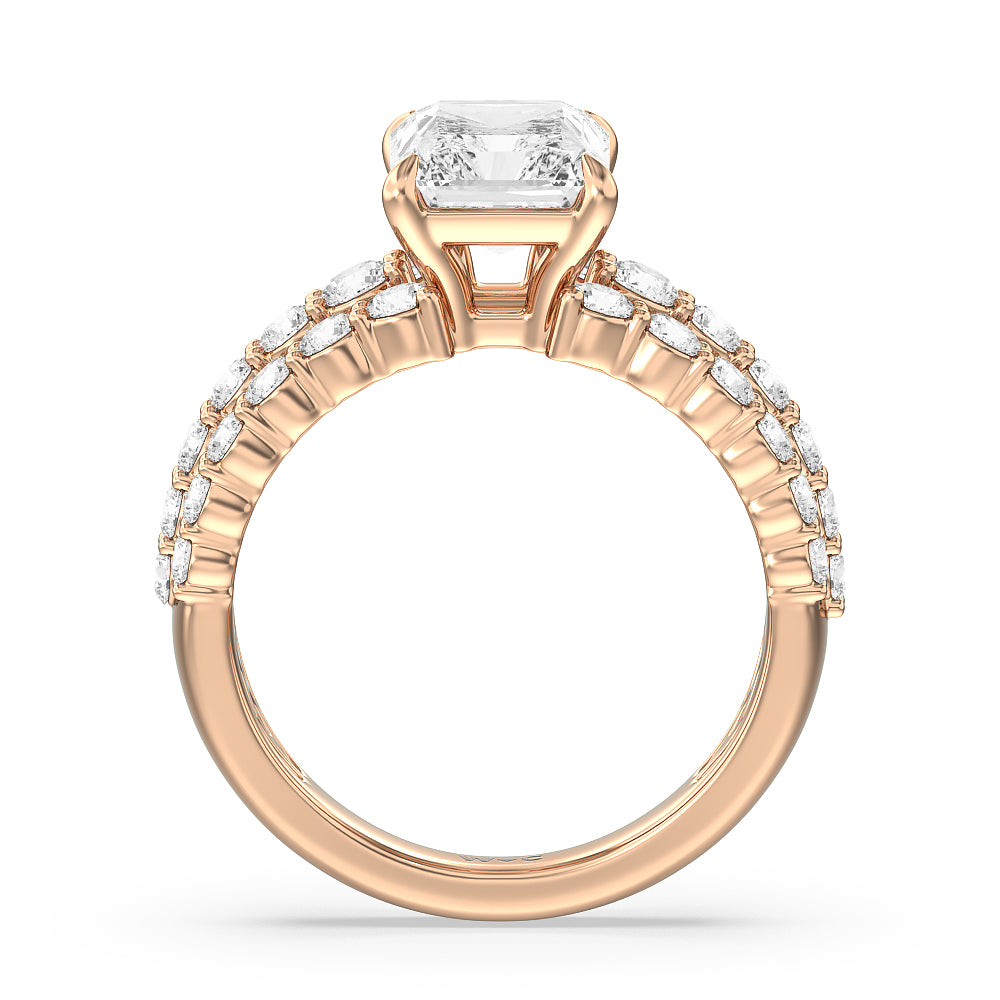 The Park Avenue Ring with Radiant Cut Diamond in 14KT Rose Gold view 3
