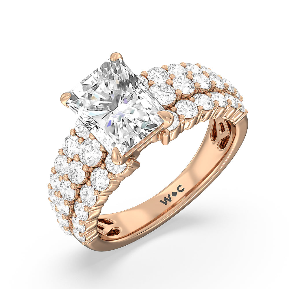 The Park Avenue Ring with Radiant Cut Diamond in 14KT Rose Gold view 4

