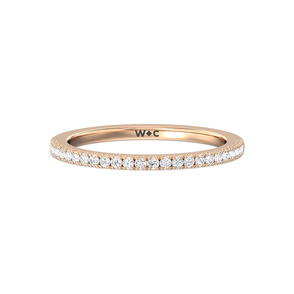 Emerald Side Stone Broad Band Hidden Halo Diamond Wedding Band with 18KT Rose Gold Cut Diamond in 14KT Rose Gold view 1
