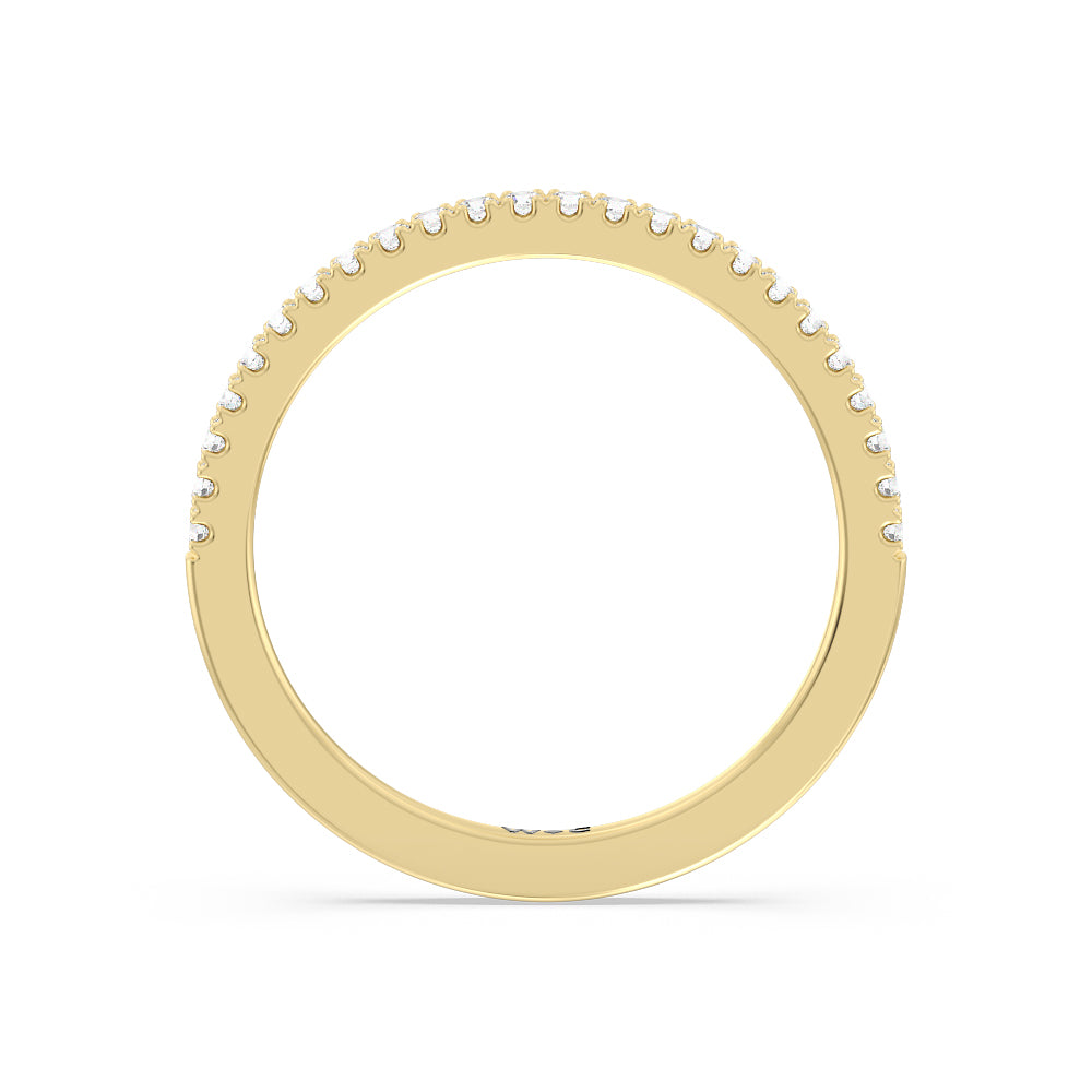 Emerald Side Stone Broad Band Hidden Halo Diamond Wedding Band with 18KT Yellow Gold Cut Diamond in 14KT Yellow Gold view 2

