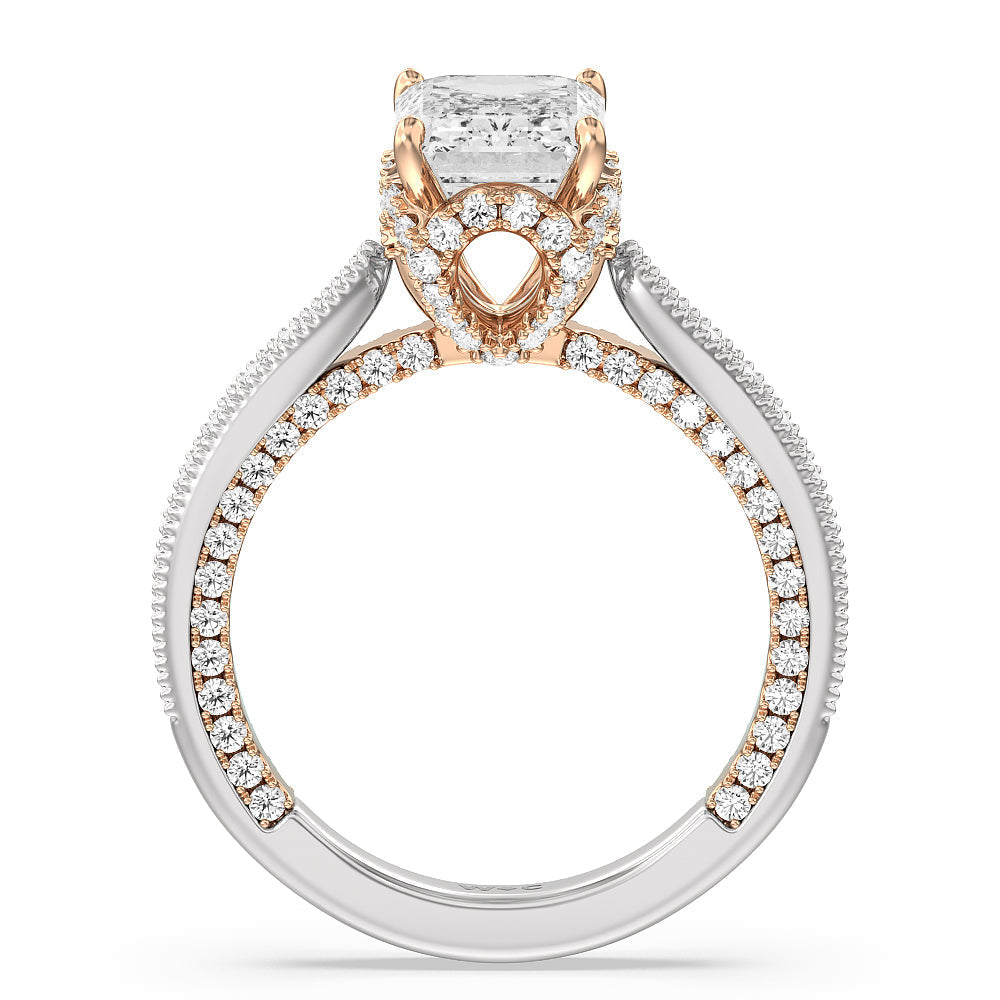 Emerald Cut The Chrysler Ring with Lab Grown Diamond in 14KT White & Rose Gold view 3
