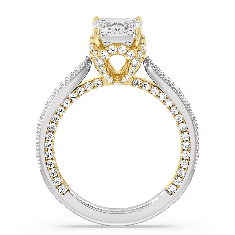 Emerald Cut The Chrysler Ring with Lab Grown Diamond in 14KT White & Yellow Gold view 3
