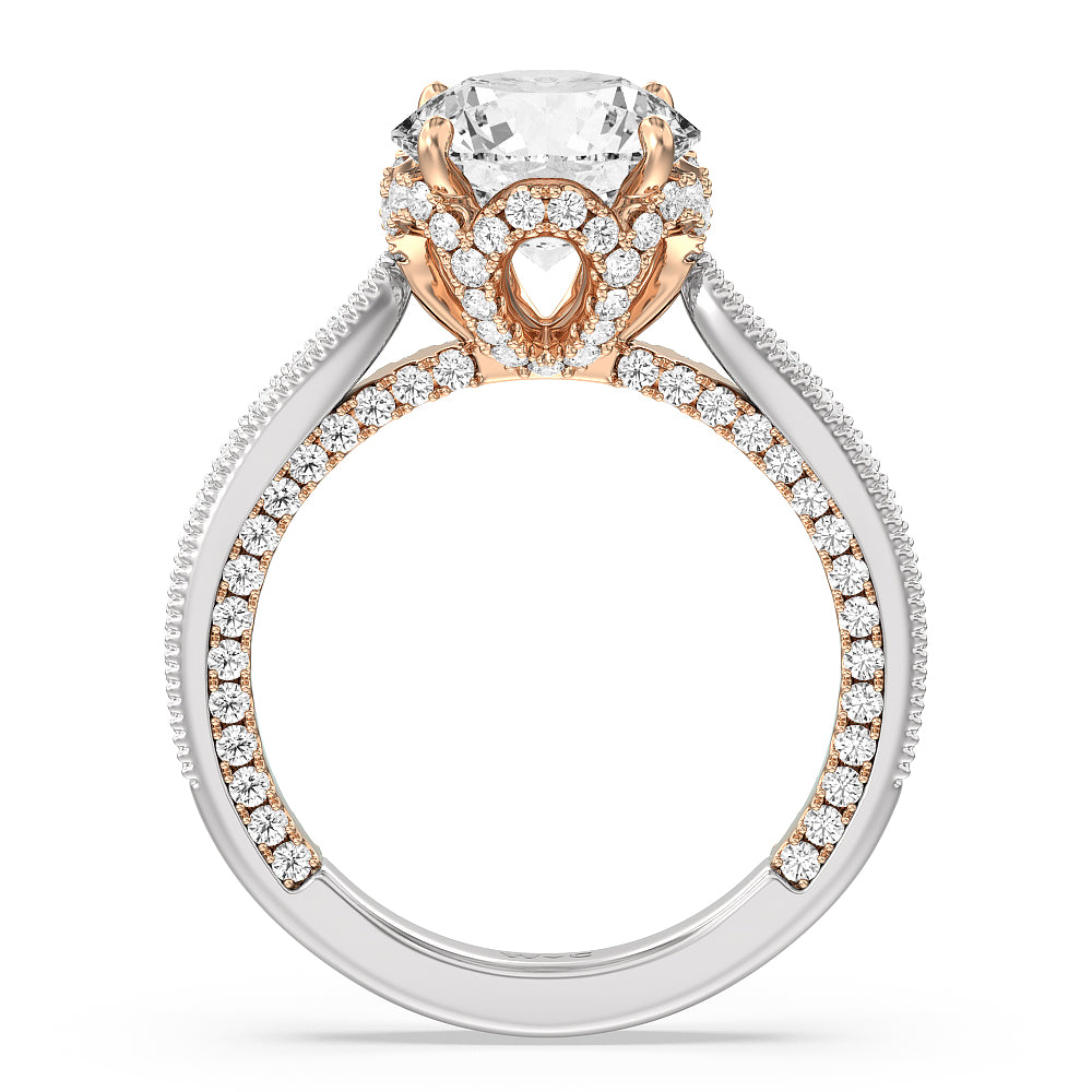 Round Cut The Chrysler Ring with Lab Grown Diamond in 14KT White & Rose Gold view 3
