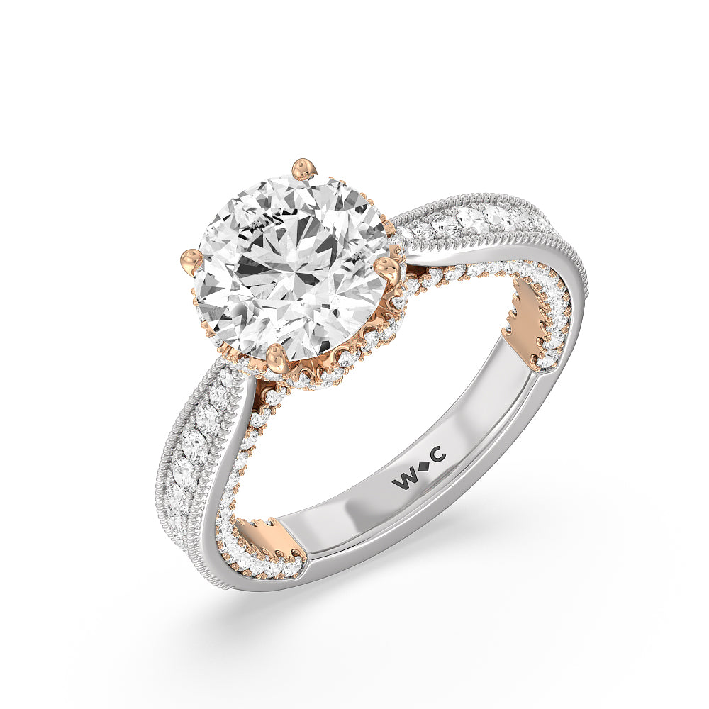 Round Cut The Chrysler Ring with Lab Grown Diamond in 14KT White & Rose Gold view 4
