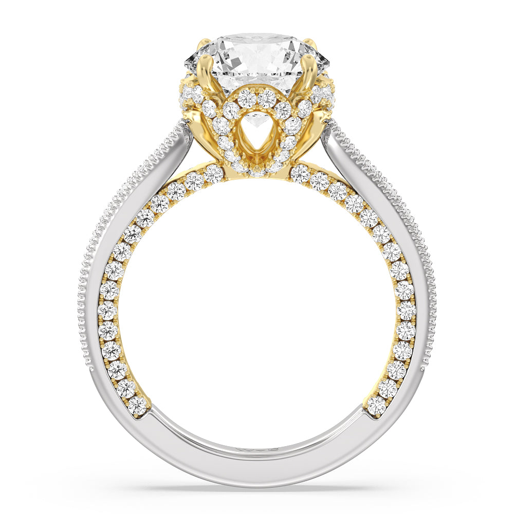Round Cut The Chrysler Ring with Lab Grown Diamond in 14KT White & Yellow Gold view 3
