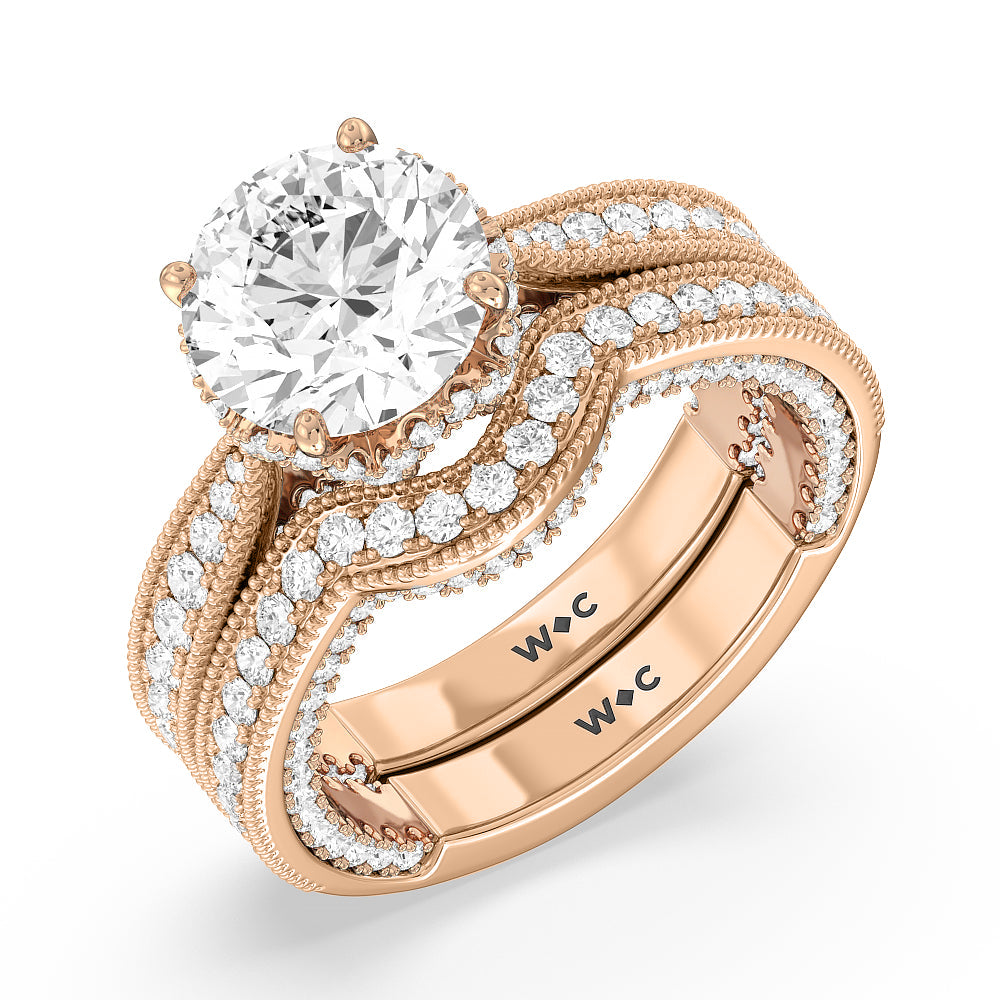 The Chrysler Ring with Oval Cut Diamond in 14KT Rose Gold view 5
