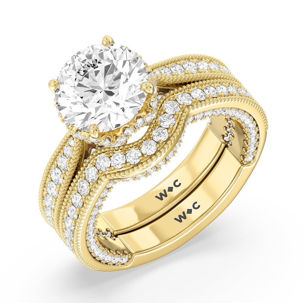 The Chrysler Ring with Cushion Cut Diamond in 14KT Yellow Gold view 5
