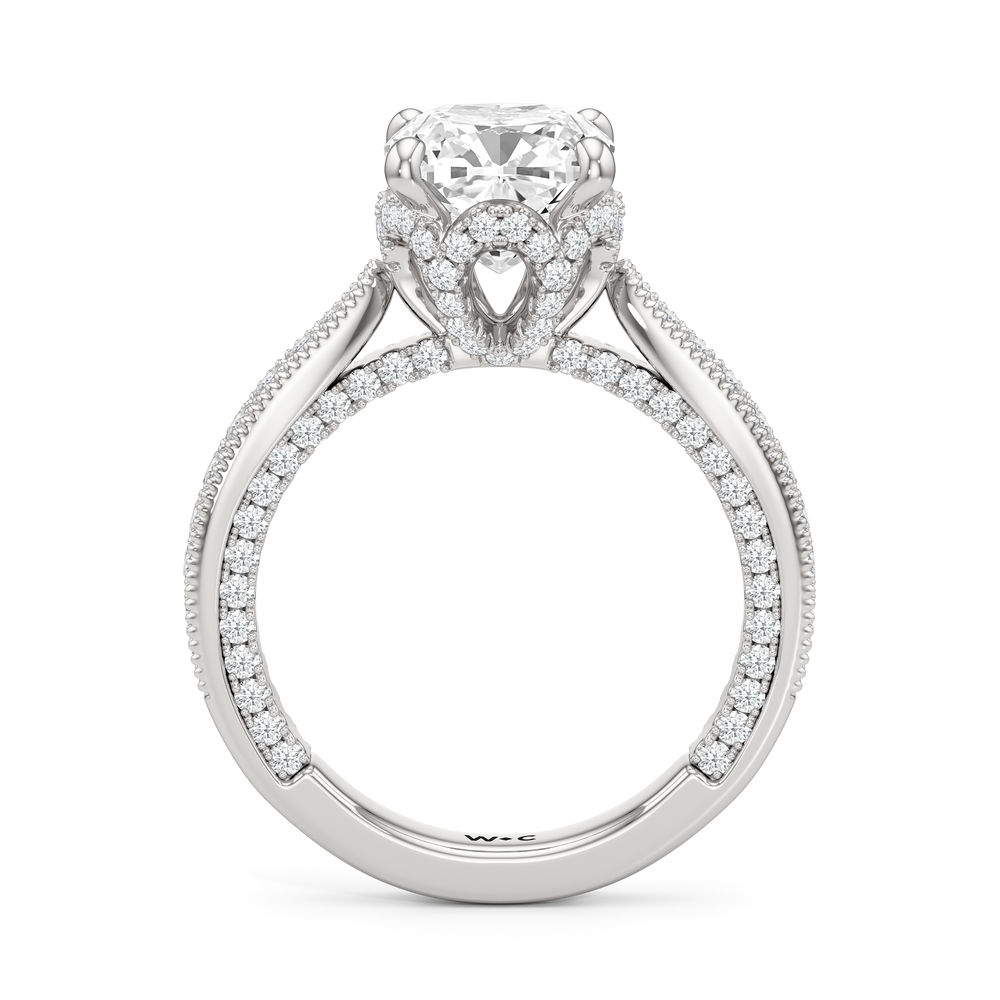 The Chrysler Ring with Cushion Cut Diamond in 14KT Platinum view 3
