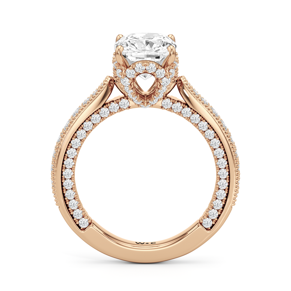 The Chrysler Ring with Elongated Cushion Cut Diamond in 14KT Rose Gold view 3

