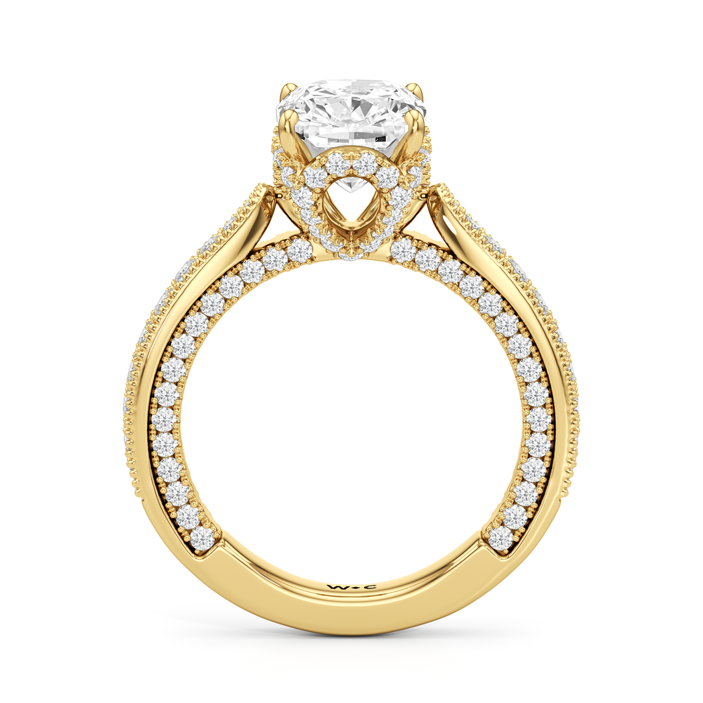 The Chrysler Ring with Elongated Cushion Cut Diamond in 14KT Yellow Gold view 3
