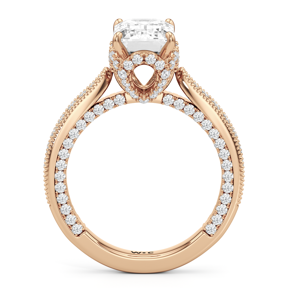 Emerald Cut The Chrysler Ring with Lab Grown Diamond in 14KT Rose Gold view 3
