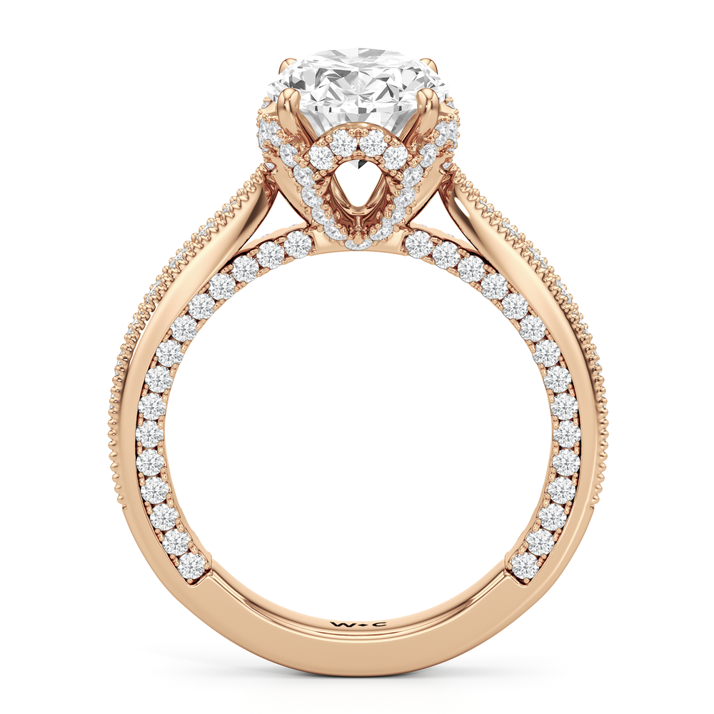 Oval Cut The Chrysler Ring with Lab Grown Diamond in 14KT Rose Gold view 3
