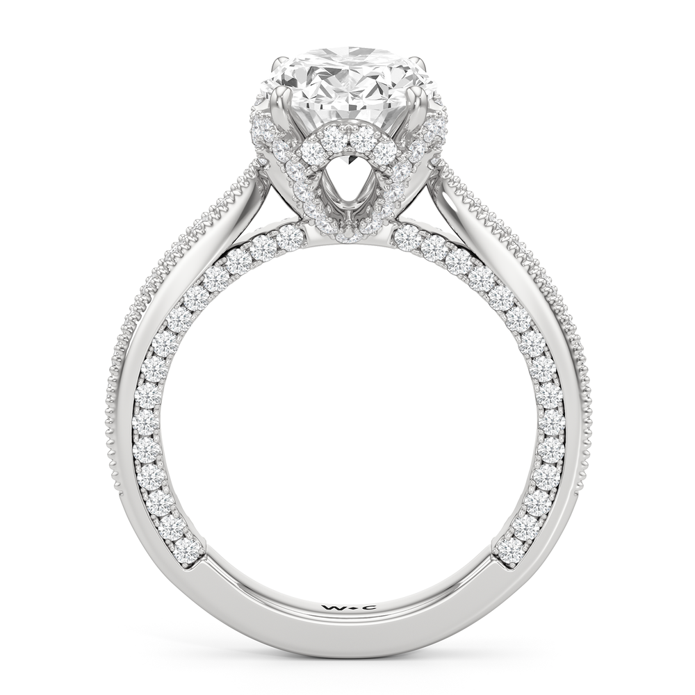 The Chrysler Ring with Oval Cut Diamond in 14KT Platinum view 3
