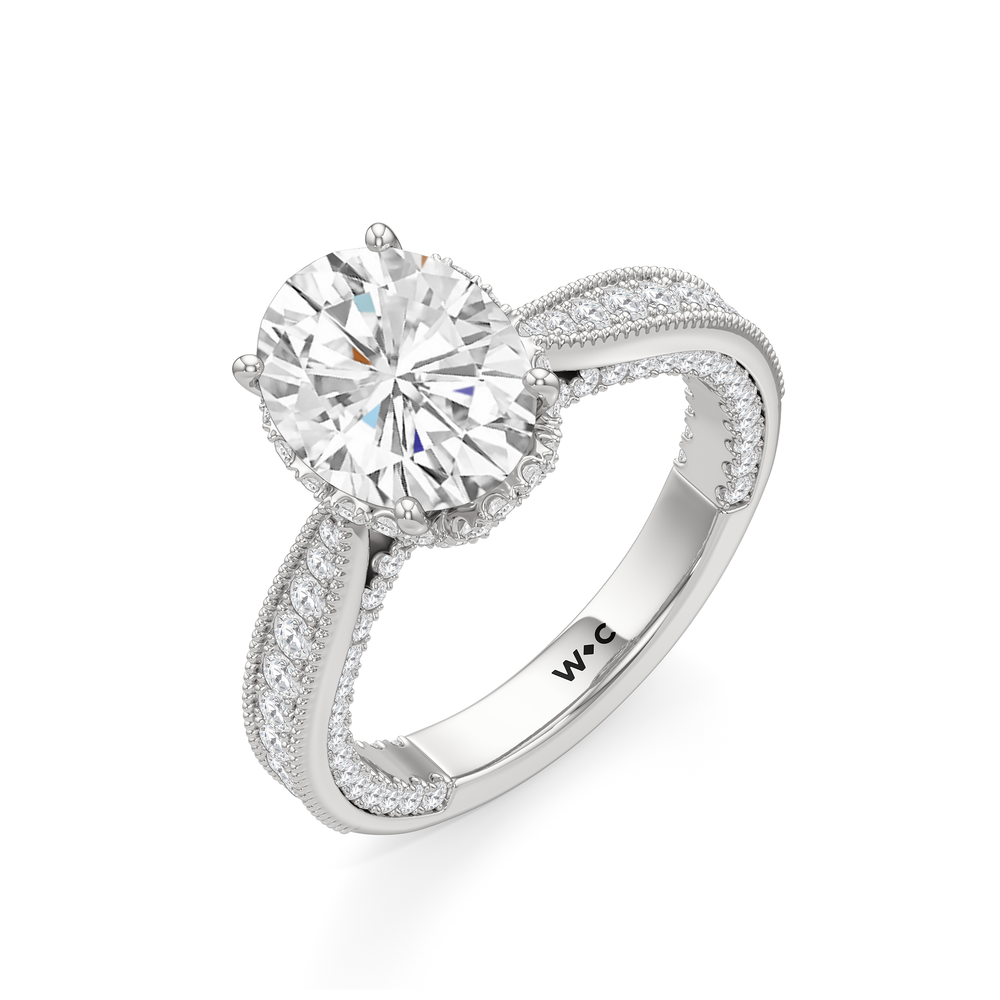 Oval Cut The Chrysler Ring with Lab Grown Diamond in 14KT Platinum view 4
