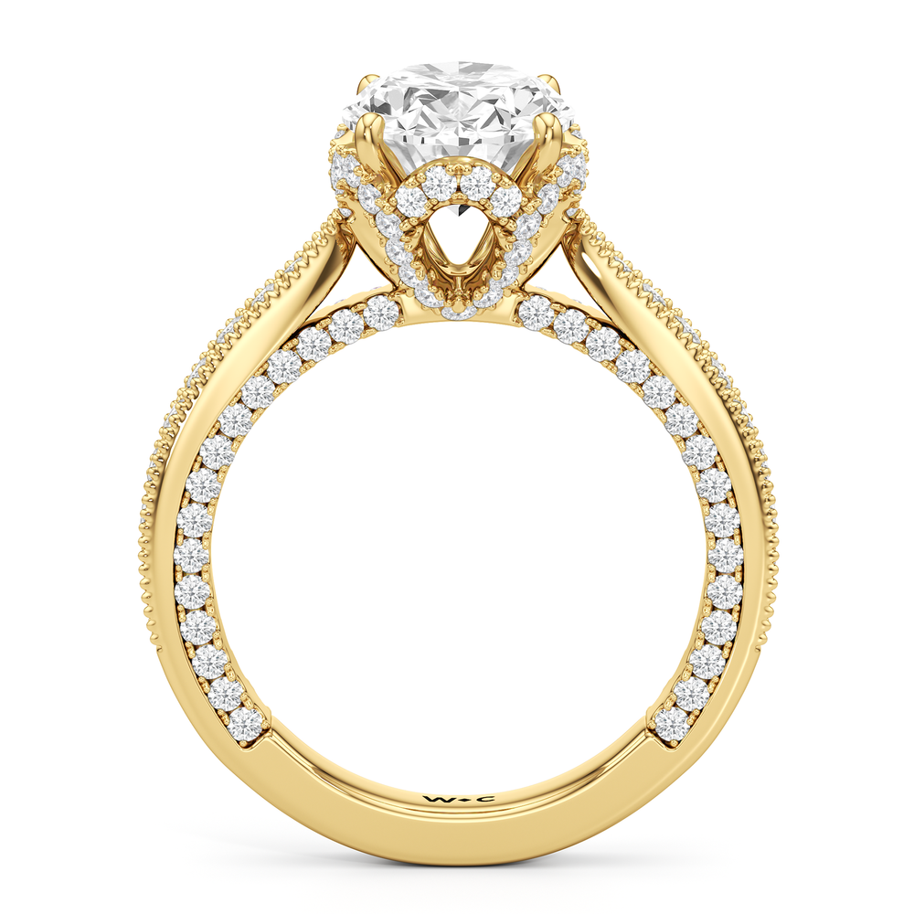 The Chrysler Ring with Oval Cut Diamond in 14KT Yellow Gold view 3
