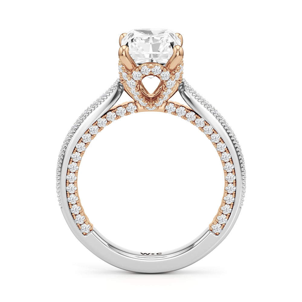 The Chrysler Ring with Radiant Cut Diamond in 14KT White & Rose Gold view 3

