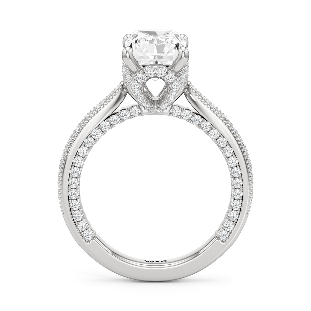 The Chrysler Ring with Radiant Cut Diamond in 14KT Platinum view 3
