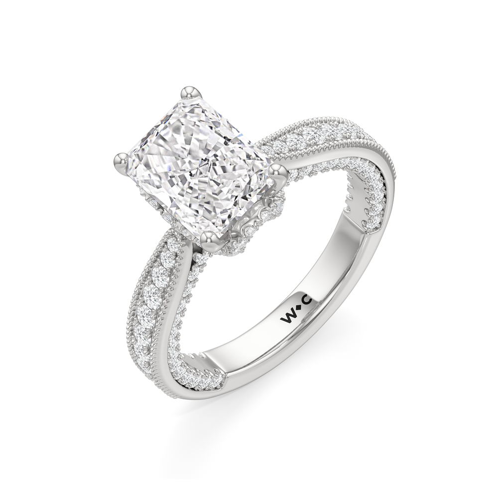 The Chrysler Ring with Radiant Cut Diamond in 14KT Platinum view 4
