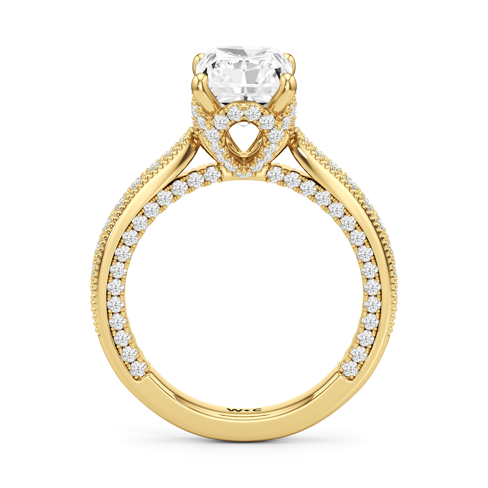 The Chrysler Ring with Radiant Cut Diamond in 14KT Yellow Gold view 3
