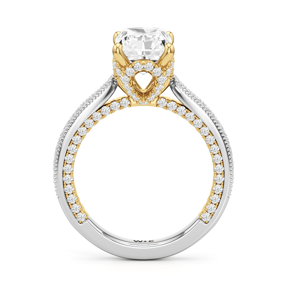 The Chrysler Ring with Radiant Cut Diamond in 14KT White & Yellow Gold view 3
