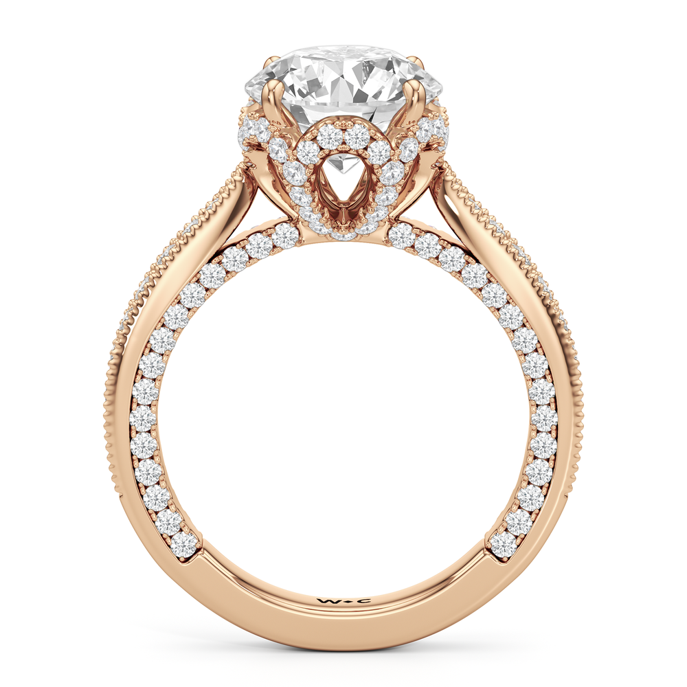 Round Cut The Chrysler Ring with Lab Grown Diamond in 14KT Rose Gold view 3
