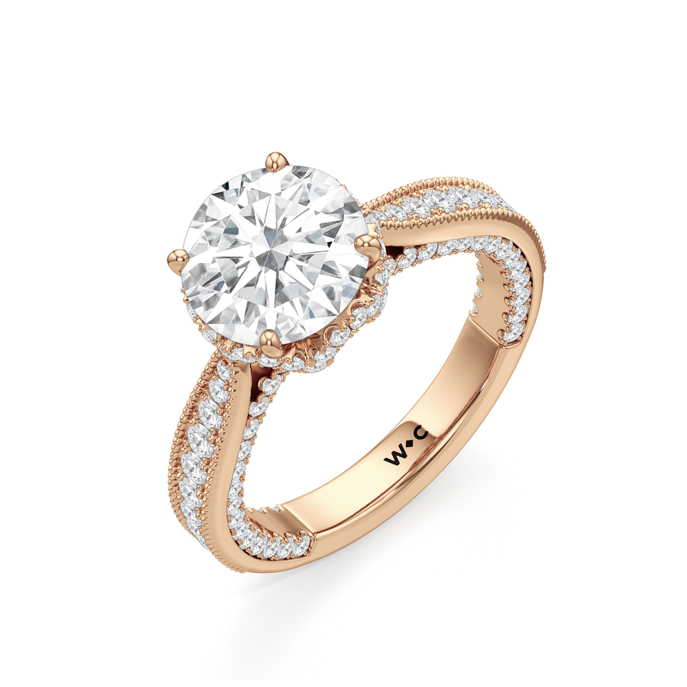 Round Cut The Chrysler Ring with Lab Grown Diamond in 14KT Rose Gold view 4
