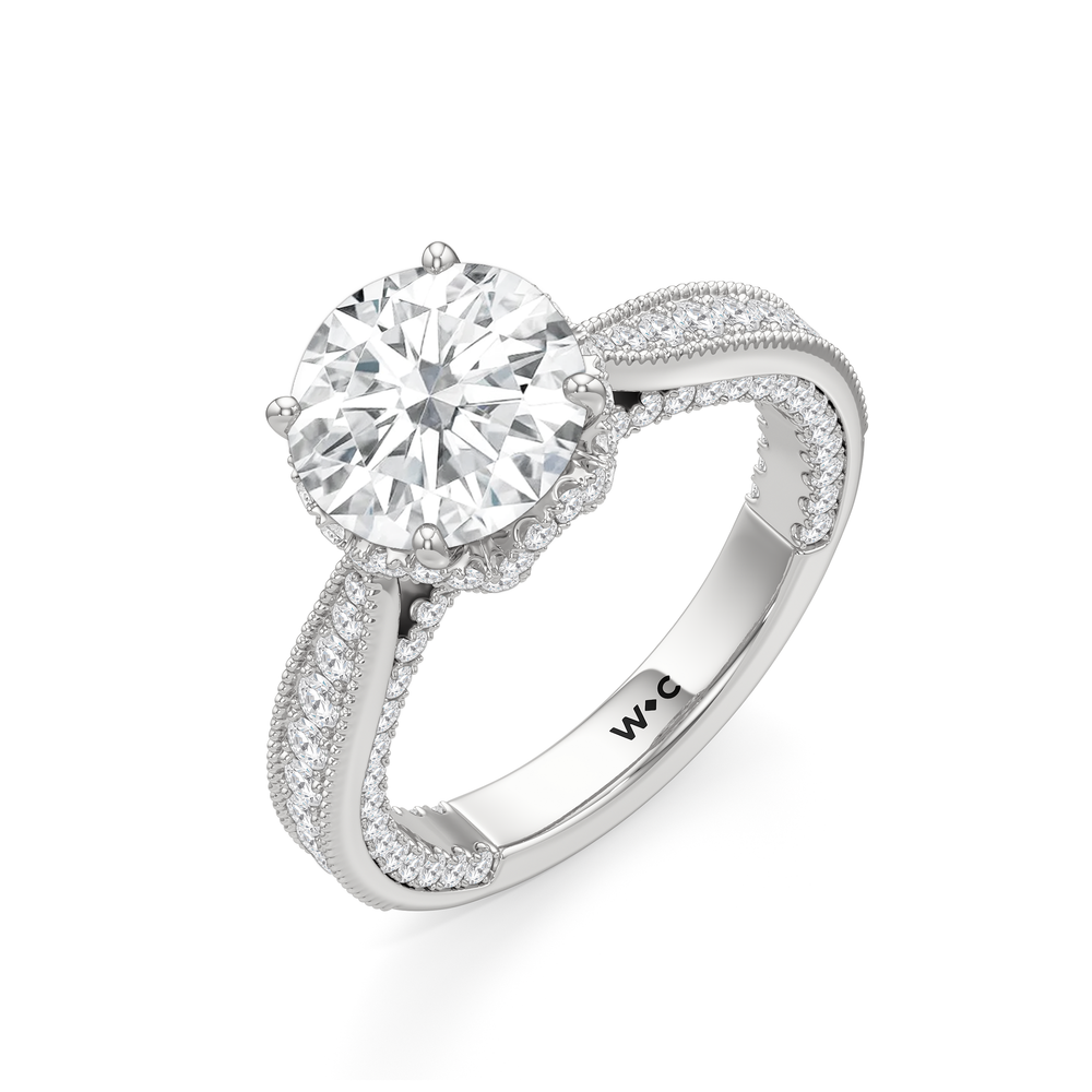 Round Cut The Chrysler Ring with Lab Grown Diamond in 14KT Platinum view 4
