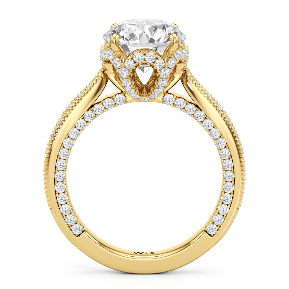 The Chrysler Ring with Round Cut Diamond in 14KT Yellow Gold view 3
