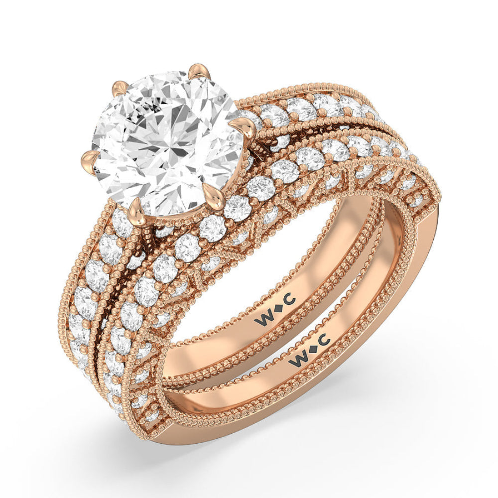 The Waldorf Ring with Oval Cut Diamond in 14KT Rose Gold view 6
