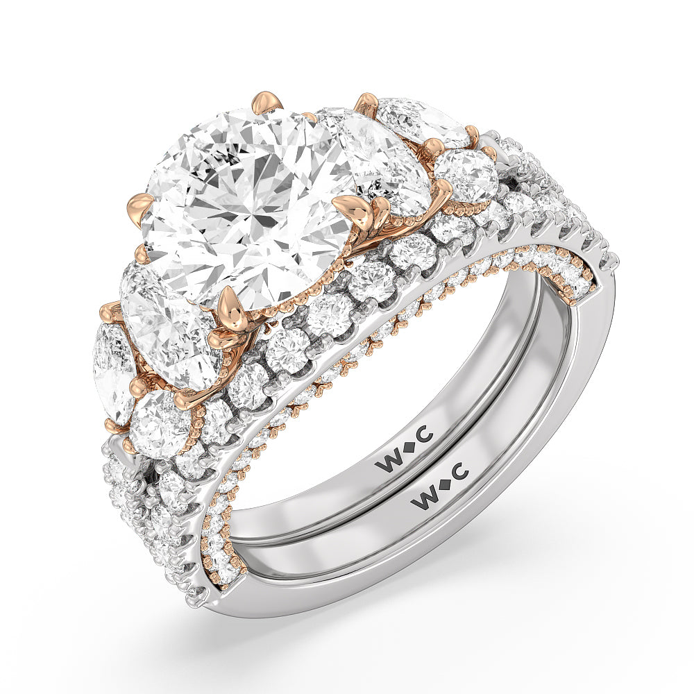 The Eldridge Band with 18KT White & Rose Gold Cut Diamond in 14KT White & Rose Gold view 3
