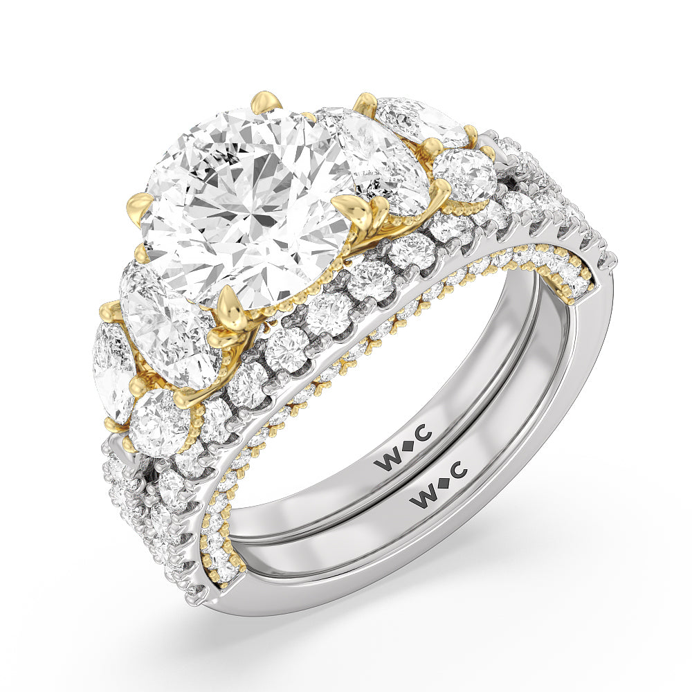 The Eldridge Band with 18KT White & Yellow Gold Cut Diamond in 14KT White & Yellow Gold view 3
