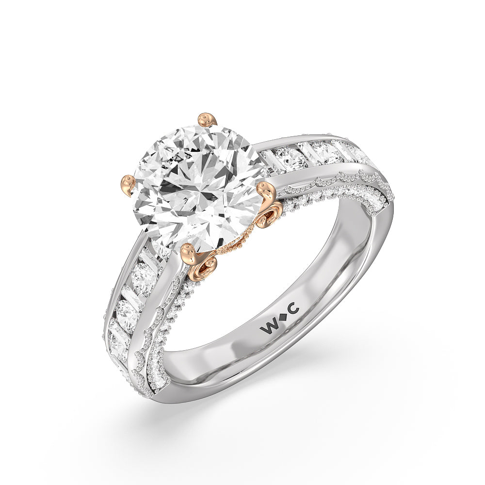Round Cut The Morgan Ring (E+ VVS+) with Lab Grown Diamond in 14KT White & Rose Gold view 3
