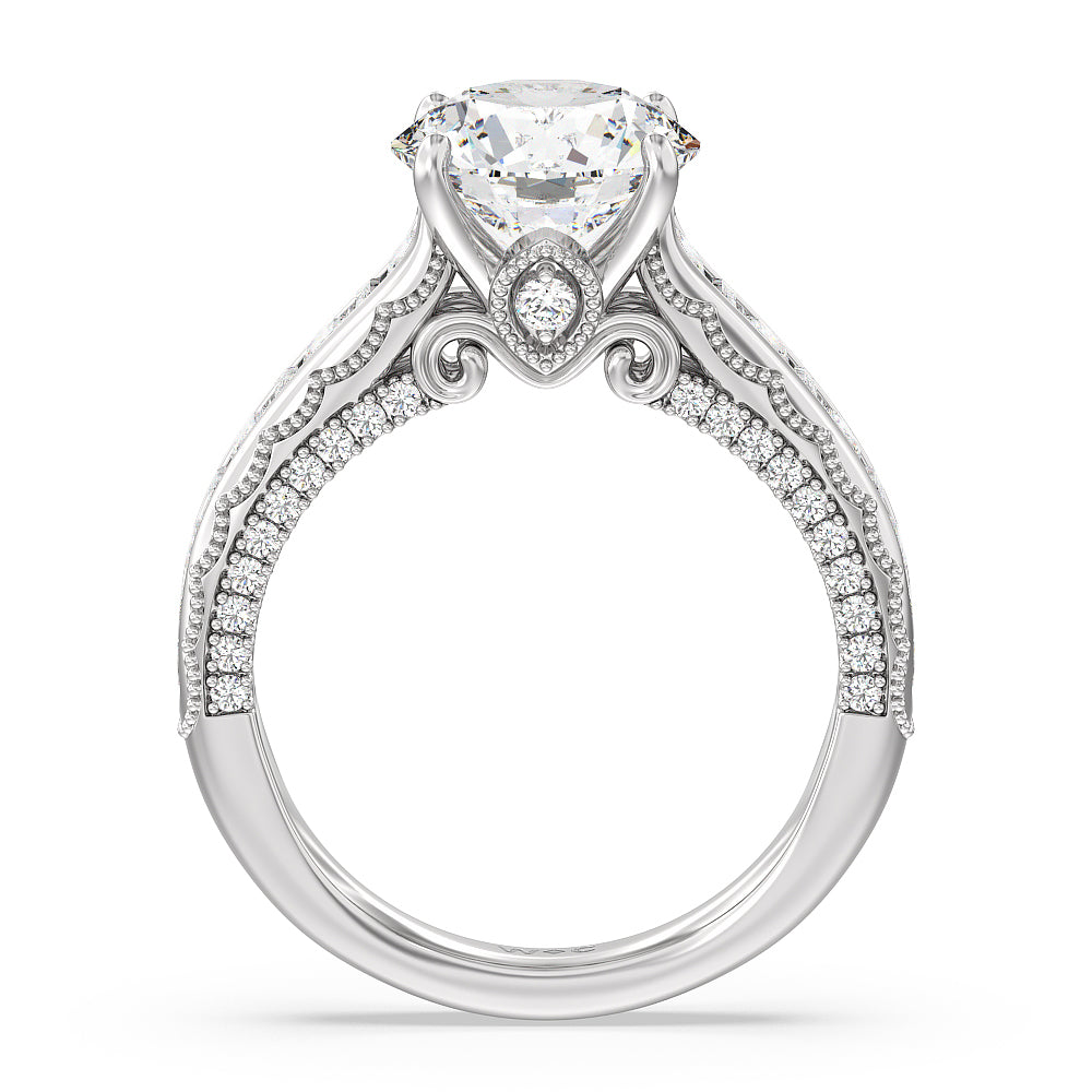 5.42ct Round Morgan Lab Diamond Engagement Ring with 6 3/8 Cut Diamond in 14KT Round view 2
