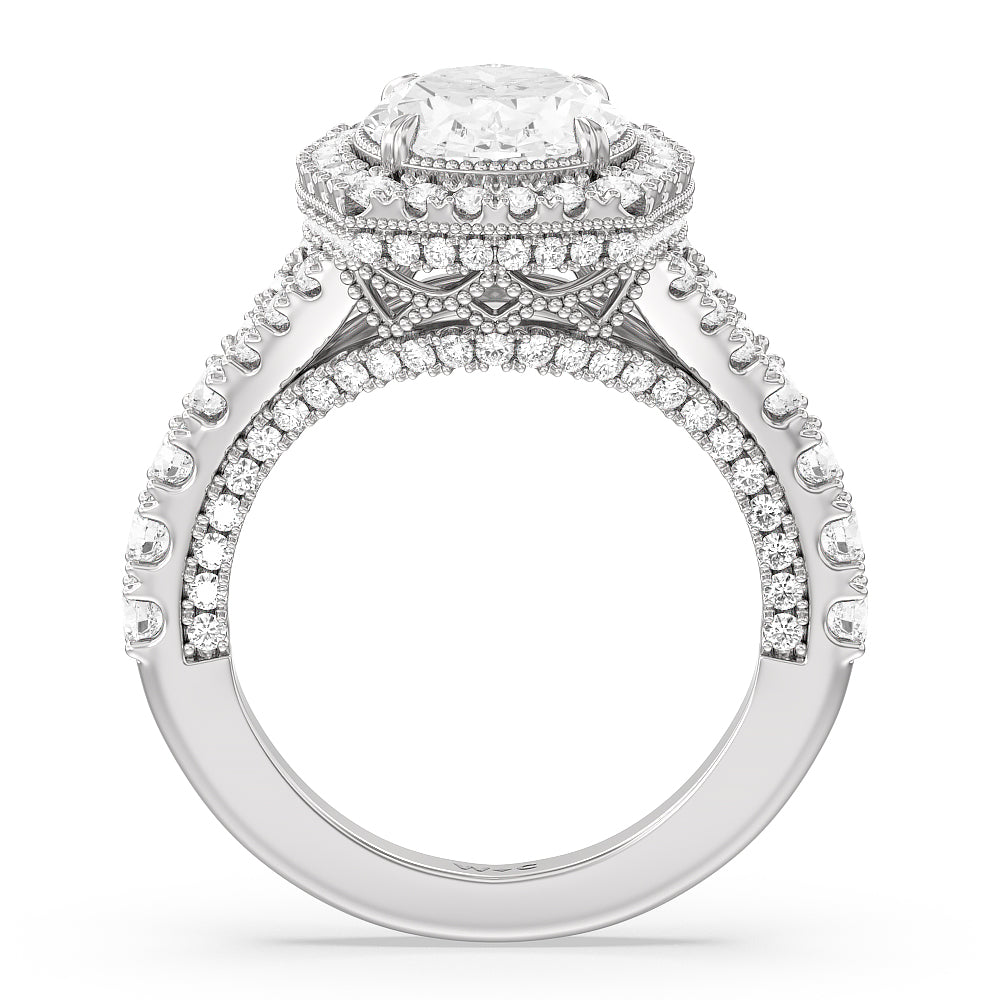 Oval Cut The Cloister Ring (E+ VVS+) with Lab Grown Diamond in 14KT Platinum view 2
