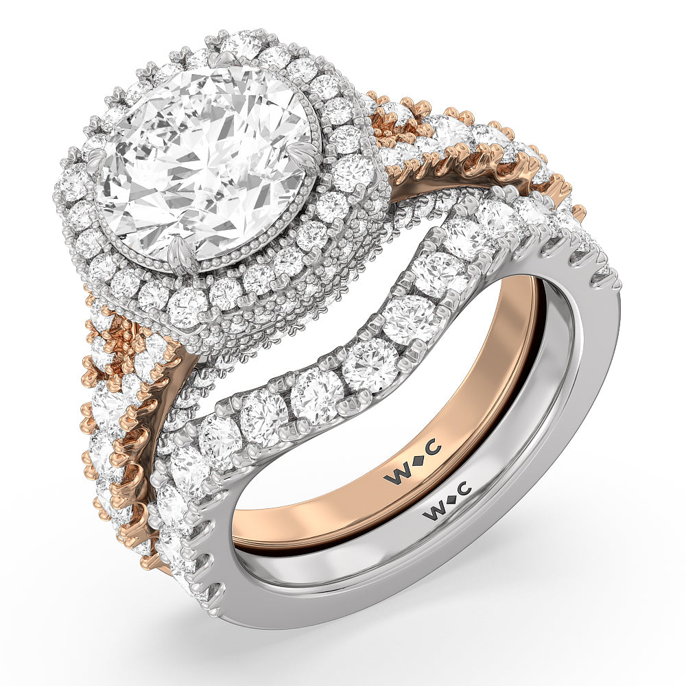 The Cloister Ring with Oval Cut Diamond in 14KT White & Rose Gold view 6

