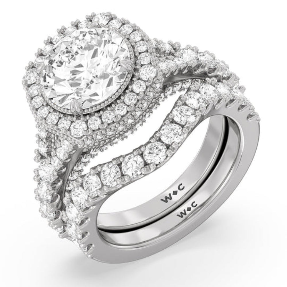 The Cloister Ring with Oval Cut Diamond in 14KT White & Rose Gold view 4
