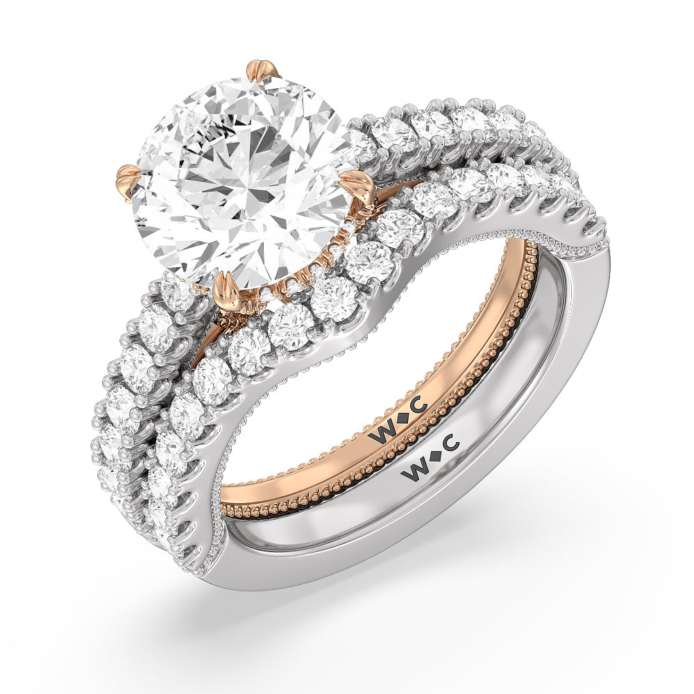 The Liberty Ring with Oval Cut Diamond in 14KT White & Rose Gold view 6

