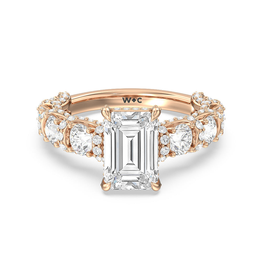 The Fulton Ring with Emerald Cut Diamond in 14KT Rose Gold view 2
