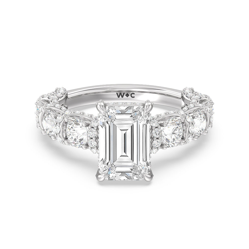 The Fulton Ring with Emerald Cut Diamond in 14KT Platinum view 2
