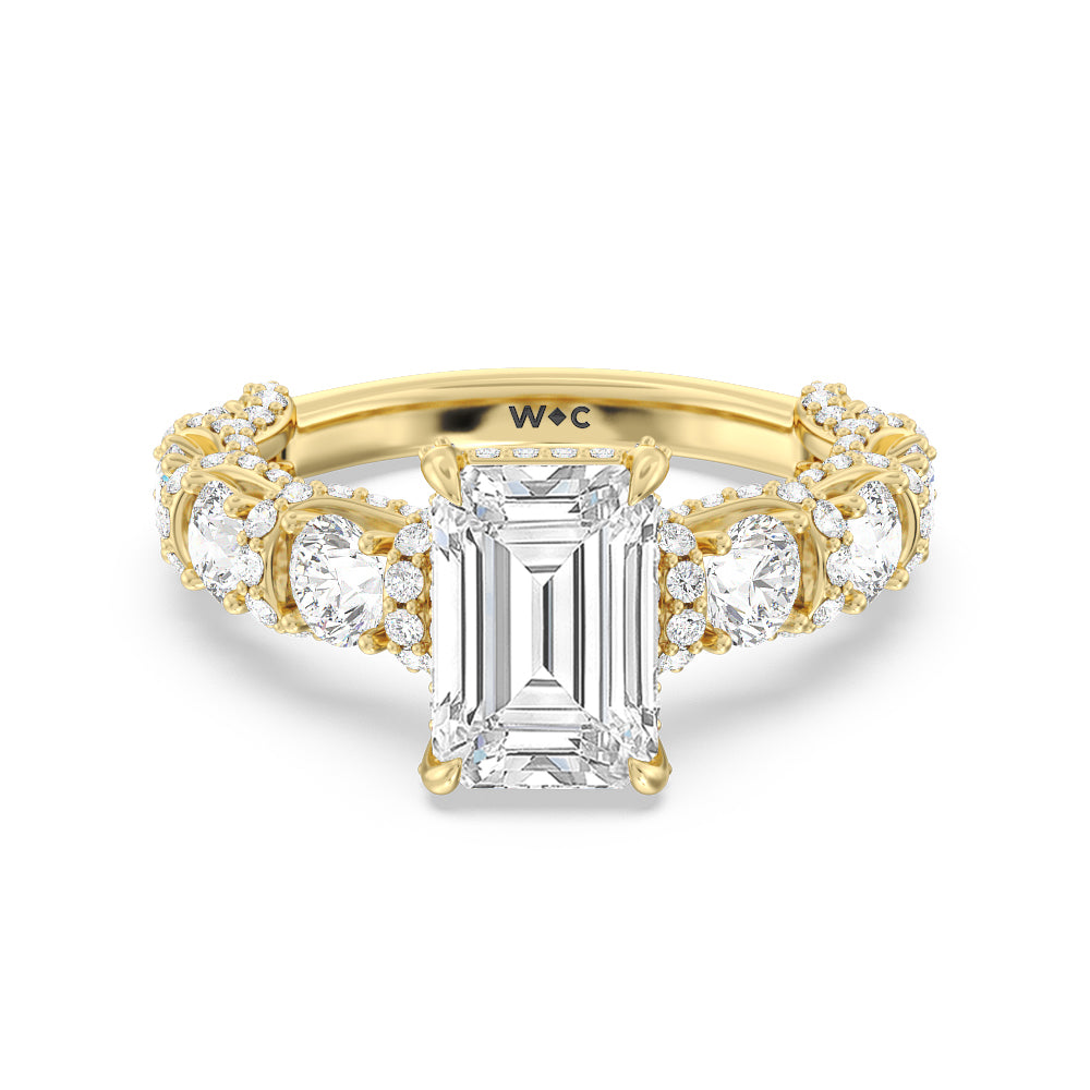 The Fulton Ring with Emerald Cut Diamond in 14KT Yellow Gold view 2

